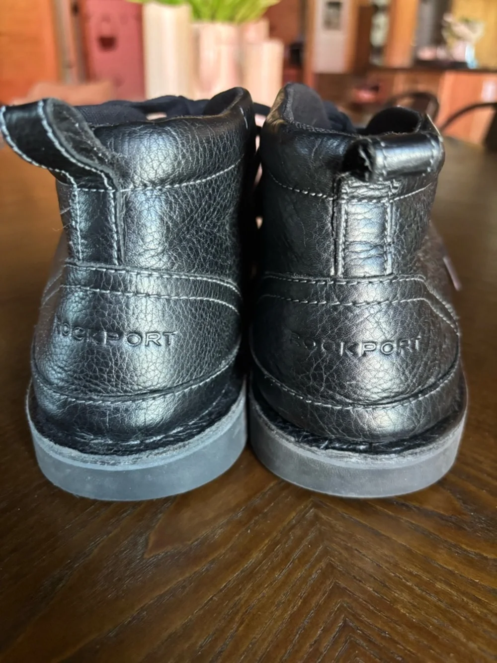 Rockport Classic Break Chukka Boots Black Leather Size 9W Walkability Lace Up